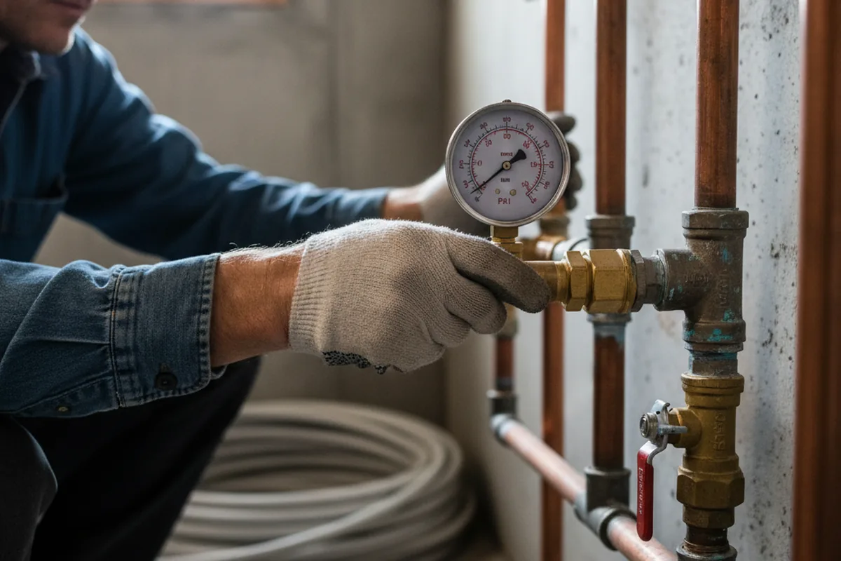 Pressure testing a repaired line during Water Line Repair in Molt